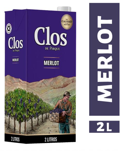 VINO EN CAJA CLOS DE PIRQUE MERLOT 2L